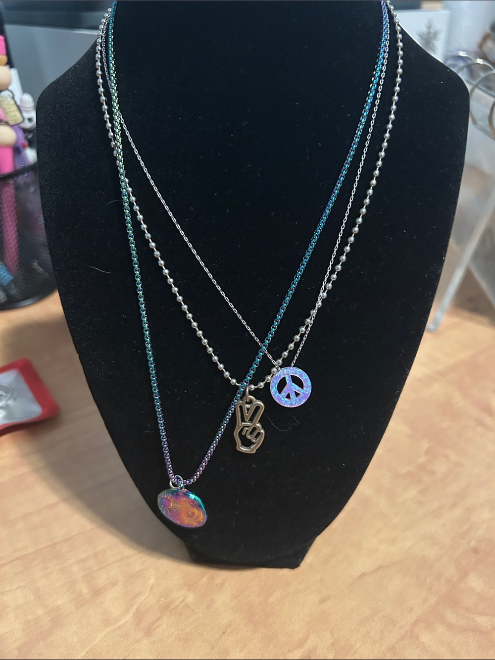 Iridescent Peace & Peace Sign Necklaces- Women 3 necklaces!